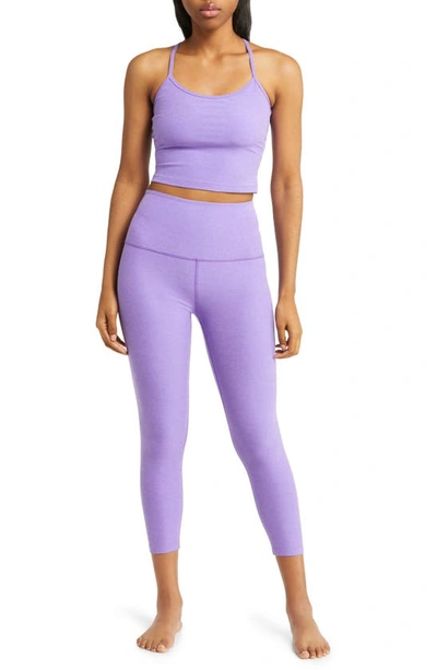 Beyond Yoga Caught In The Midi Space-dye High-waisted Legging In Bright Amethyst Heather