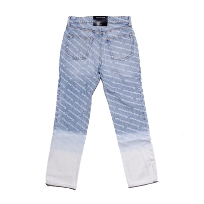 Shop Alexander Wang All-over Logo Print Dip Dye Ombré Jeans Blue In 26