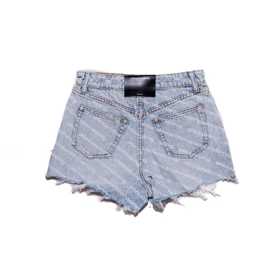 Alexander Wang All-over Logo Printed Denim Shorts Clothing In 24
