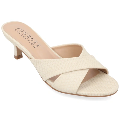 Journee Collection Berkly Snake-embossed Slide Sandal In Beige