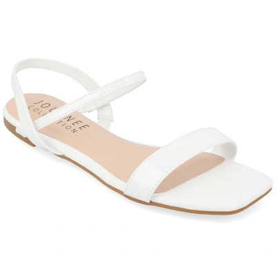 Journee Collection Crishell Snake-embossed Flat Sandal In White
