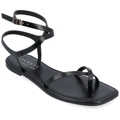 Journee Collection Cloudsteppers Womens Charra Ankle Strap Flat Sandals In Black