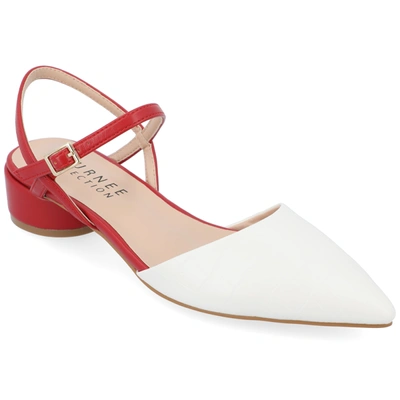 Journee Collection Brynn Croc Embossed Pump In White