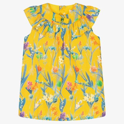 Shop Eirene Girls Yellow Floral Ruffle Dress