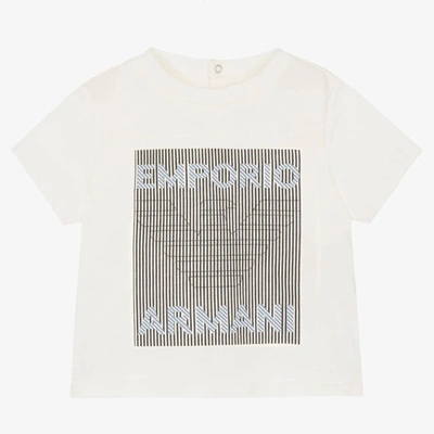 Shop Emporio Armani Boys White Logo Cotton T-shirt