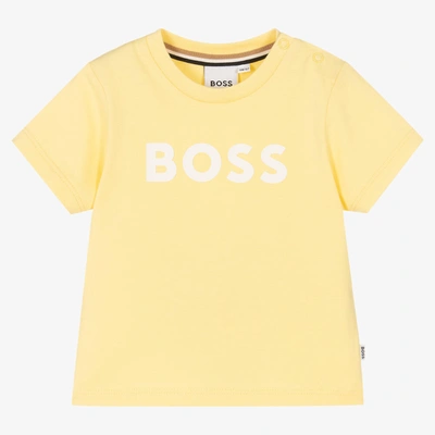 Shop Hugo Boss Boss Baby Boys Yellow Cotton Logo T-shirt