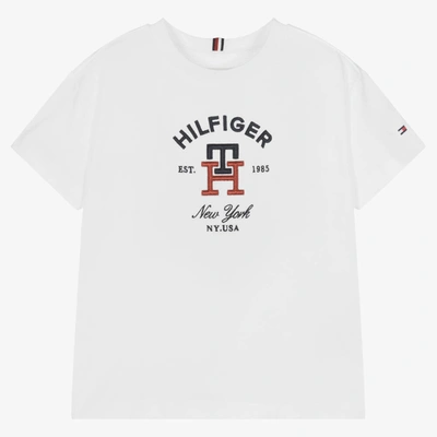 Shop Tommy Hilfiger Boys White Monogram Logo T-shirt