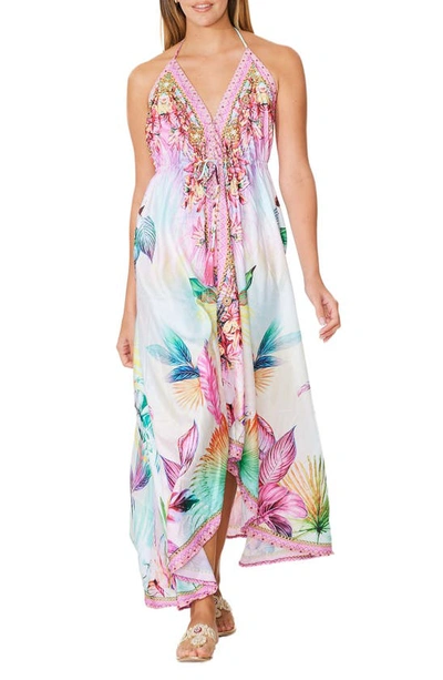 Shop Ranee's Tropical Paradise Halter Maxi Dress In Multi