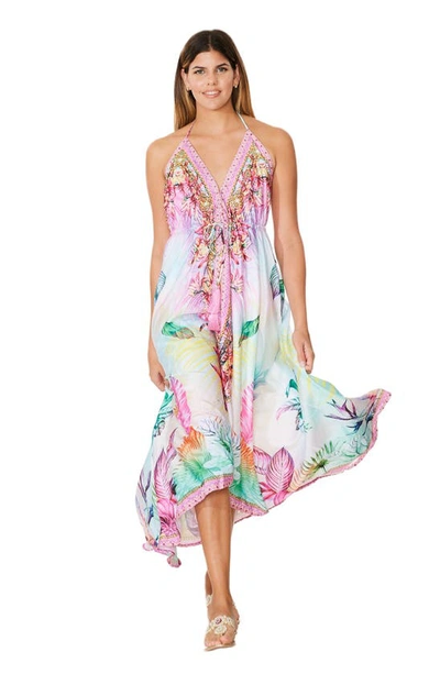 Ranee's Tropical Paradise Halter Maxi Dress In Multi