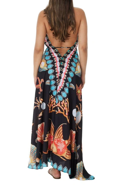 Shop Ranee's Starfish Halter Maxi Dress In Black