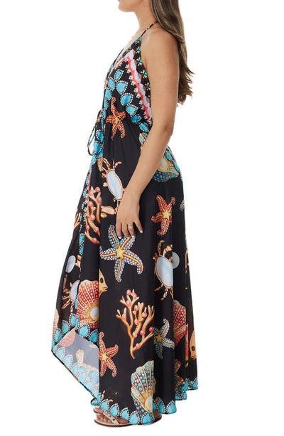 Shop Ranee's Starfish Halter Maxi Dress In Black