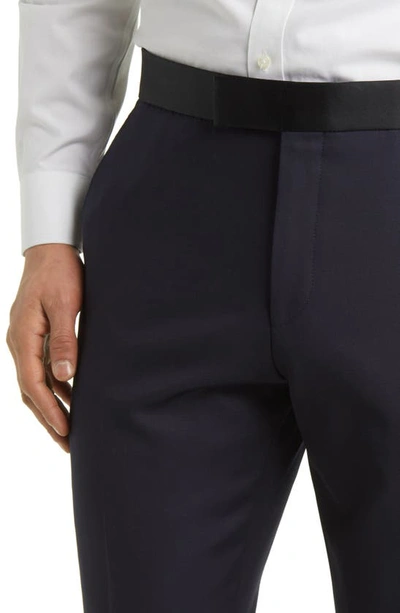 Hugo Boss Genius Virgin Wool Tux Pants In Navy