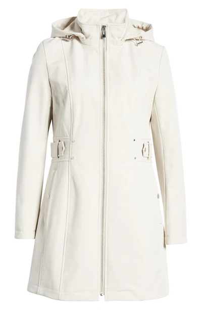 Shop Via Spiga Cinch Waist Soft Shell Water Repellent Raincoat In Almond