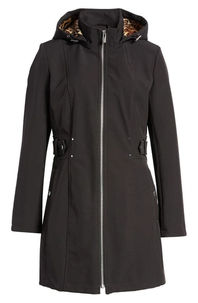 Via Spiga Cinch Waist Soft Shell Water Repellent Raincoat In Black