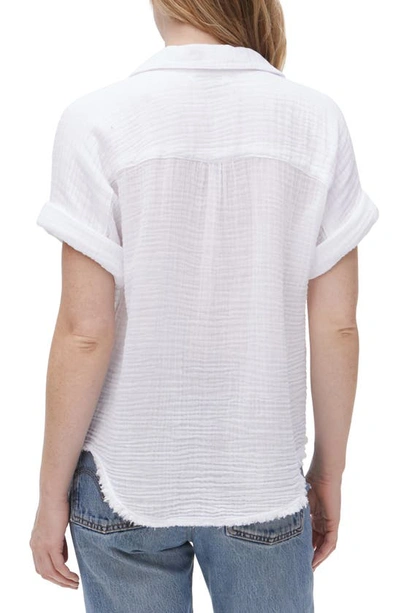 Shop Michael Stars Bailey Cotton Gauze Button-up Shirt In White