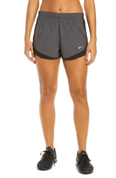 Shop Nike Dri-fit Tempo Running Shorts In Black Heather/black/wolf Grey