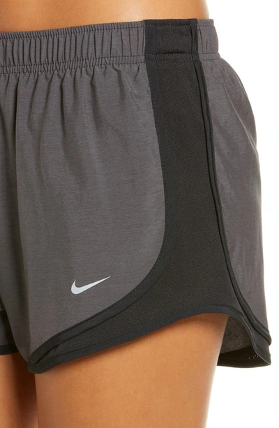 Shop Nike Dri-fit Tempo Running Shorts In Black Heather/black/wolf Grey