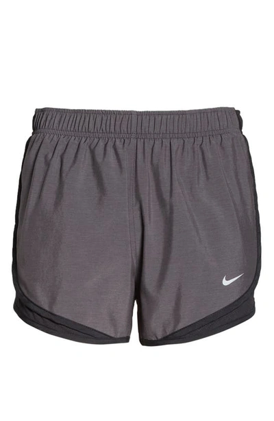 Shop Nike Dri-fit Tempo Running Shorts In Black Heather/black/wolf Grey