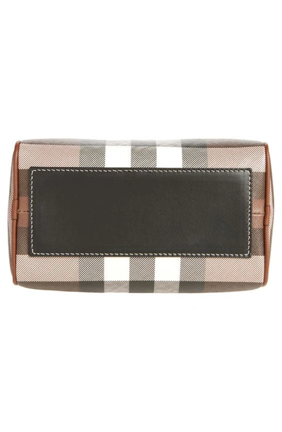 Burberry Womens Dark Birch Brown Chk Check-print Mini Woven And Leather Top-handle Bowling Bag