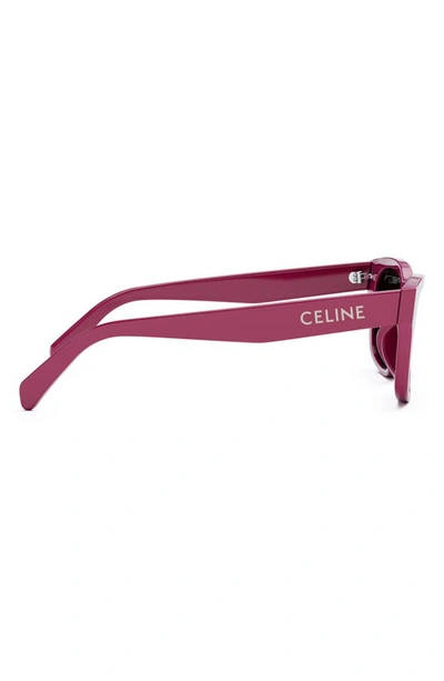 Shop Celine Monochroms 55mm Square Sunglasses In Shiny Pink / Smoke