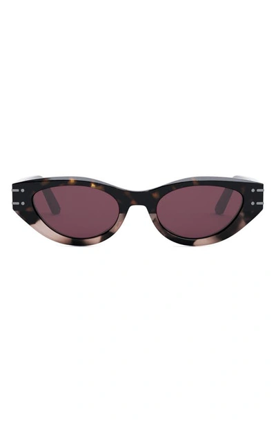 Shop Dior 'signature B5i 51mm Cat Eye Sunglasses In Dark Havana / Bordeaux