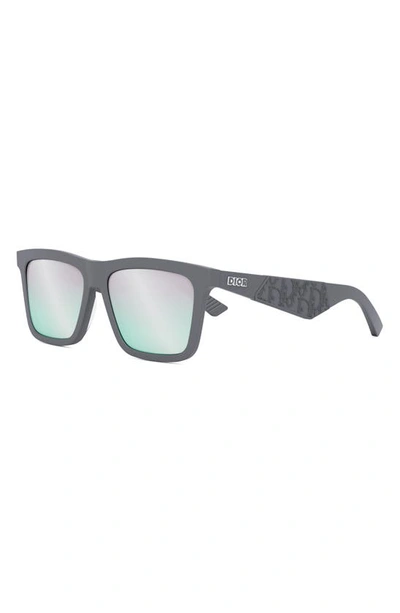 Shop Dior 'b27 S1i 56mm Rectangular Sunglasses In Grey / Green Mirror