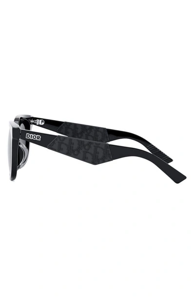 Shop Dior 'b27 S3f 55mm Geometric Sunglasses In Shiny Black / Smoke