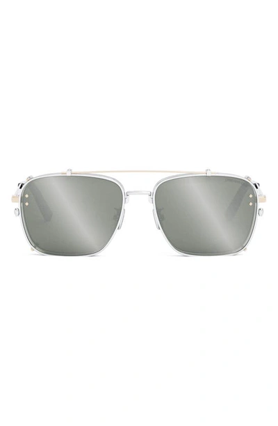 Shop Dior Cd Diamond S4u 55mm Square Sunglasses In Shiny Palladium / Smoke Mirror