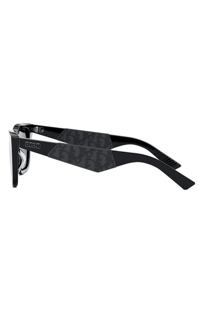 Shop Dior The  B27 S1i 56mm Rectangular Sunglasses In Shiny Black / Smoke