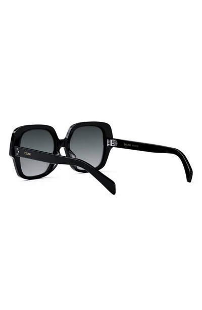 Shop Celine Bold 3 Dots 55mm Gradient Square Sunglasses In Shiny Black / Gradient Smoke