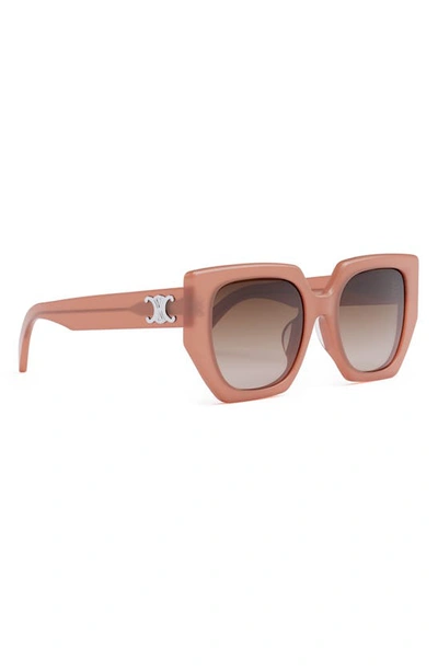 Shop Celine Triomphe 55mm Butterfly Sunglasses In Pink / Gradient Brown