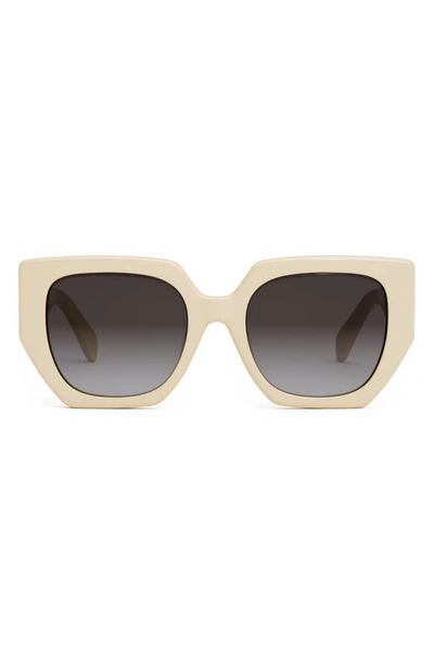 Shop Celine Triomphe 55mm Butterfly Sunglasses In Ivory / Gradient Roviex