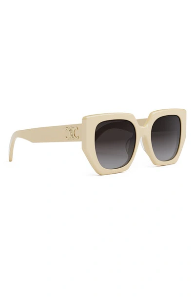 Shop Celine Triomphe 55mm Butterfly Sunglasses In Ivory / Gradient Roviex