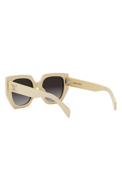 Shop Celine Triomphe 55mm Butterfly Sunglasses In Ivory / Gradient Roviex