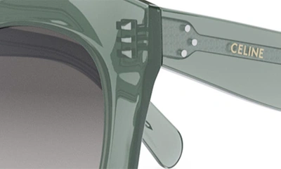 Shop Celine Bold 3 Dots 49mm Small Gradient Square Sunglasses In Shiny Light Green / Smoke
