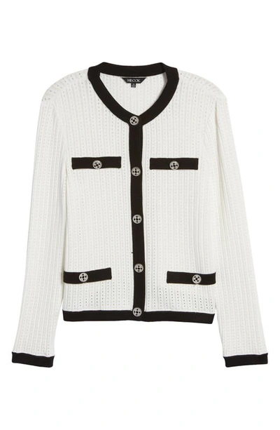 Shop Misook Contrast Detail Cable Cardigan In Black/ White