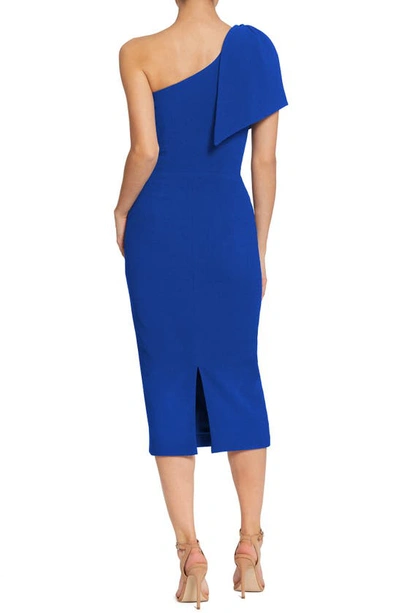 Shop Dress The Population Tiffany One-shoulder Midi Dress In Electric Blue