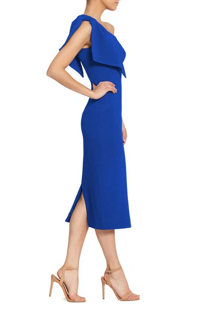 Shop Dress The Population Tiffany One-shoulder Midi Dress In Electric Blue