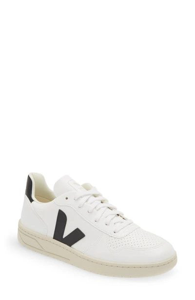 Shop Veja V-10 Low Top Sneaker In White Black