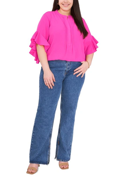 Shop Vince Camuto Ruffle Sleeve Blouse In Hot Pink