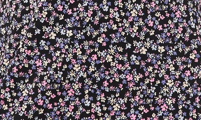 Cece Floral Print Ruffle Knit Dress In Rich Black