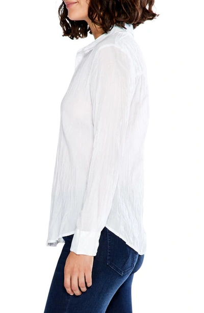 Shop Nic + Zoe Nic+zoe Crinkle Button-up Cotton Shirt In Paper White