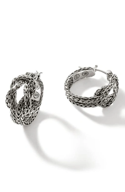 Shop John Hardy Love Knot Hoop Earrings In Silver