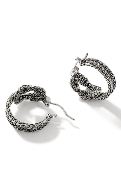 Shop John Hardy Love Knot Hoop Earrings In Silver