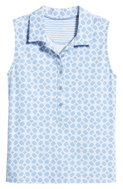 Shop Tommy Bahama Aubrey Interlock Bay Sleeveless Polo Shirt In Light Sky