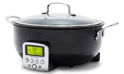 Greenpan Elite Essential 6-quart Smart Skillet In Black Steel