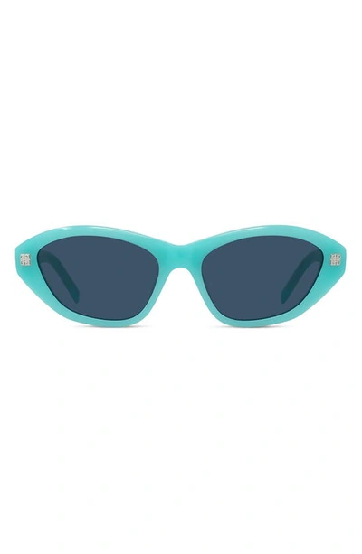 Shop Givenchy Gv Day 55mm Cat Eye Sunglasses In Shiny Light Blue / Blue
