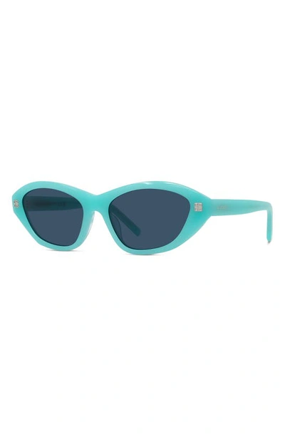 Shop Givenchy Gv Day 55mm Cat Eye Sunglasses In Shiny Light Blue / Blue