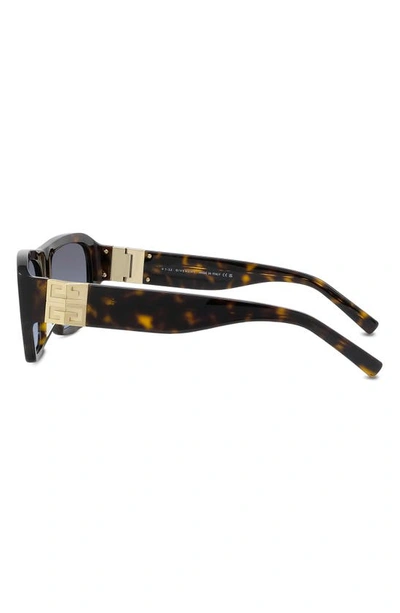 Shop Givenchy 4g 56mm Square Sunglasses In Dark Havana / Gradient Blue