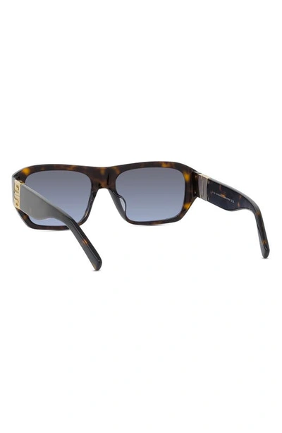 Shop Givenchy 4g 56mm Square Sunglasses In Dark Havana / Gradient Blue